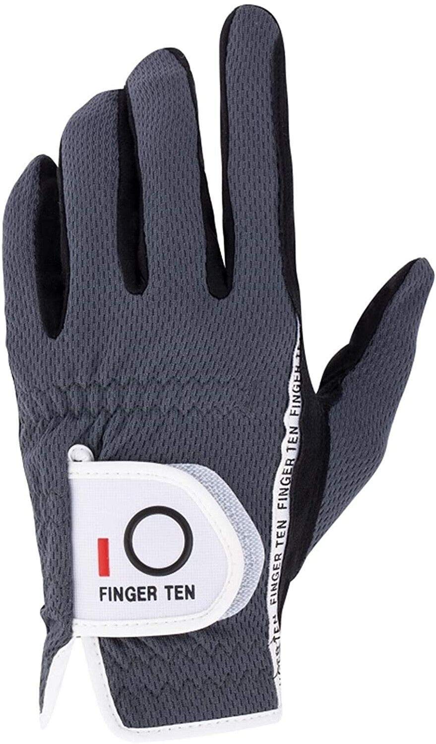 FINGER TEN Golf Gloves Men Left Hand Rain Grip Weathersof Value Pack, Mens Golf Glove Wear Resistant Non Slip Flexible Durable (Grey-1 Pack, S-Worn on Left Hand) — image 1