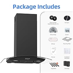 FIREGAS Black Island Mount Range Hood 30 inch with