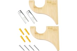 Zorqon 2 Pack Wooden Curtain Rod Brackets, Multipurpose Curtain Rod Holders for Hanging Drapes, Wood Brackets 3-1/2" Return Bracket for 2" Pole, Fits for Bathroom, Bedroom, Livingroom, Kitchen