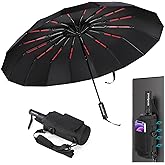 Compact Travel Umbrella with Magnetic Holster | 32-Rib Fiberglass Auto Open Close Umbrellas for Rain and Wind | UPF50+ Sun Umbrella UV Protection for Women | Effortless Attaching to Fridge/Steel Doors