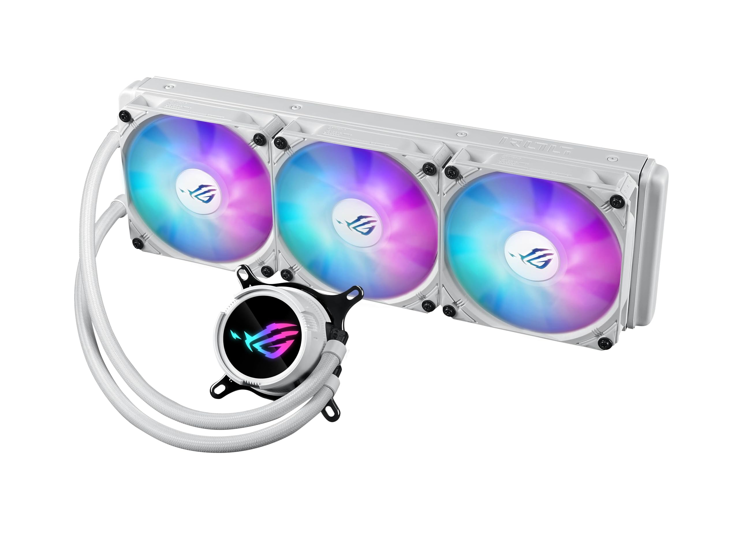 Asus Rog Strix Lc III 360 Argb White Edition – Refroidisseur De Processeur Liquide Tout-En-Un (Bloc D'Eau Rotatif à 360°, Pompe Gen7 V2 Asetek, Ventilateurs Argb avec +10 Effets Personnalisés)
