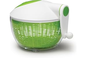 Starfrit Salad Spinner with Ergonomic Side Handle - Large Capacity 6L - Bowl Can Be Used for Serving - Stopper Button