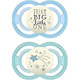 MAM Perfect Night Pacifiers, Glow in the Dark Pacifiers (2 pack, 1 Sterilizing Pacifier Case) MAM Pacifiers 6 Plus Months for