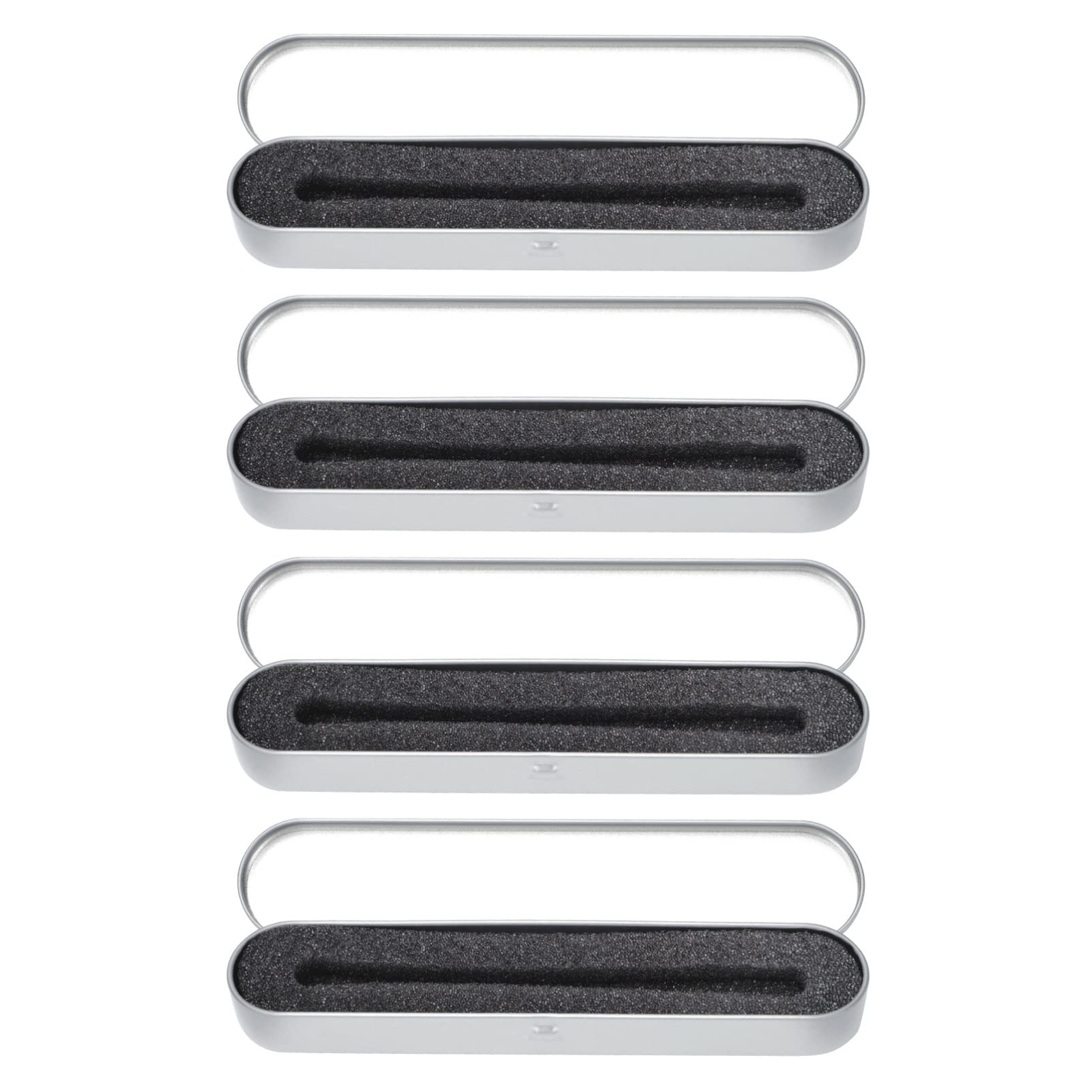 Tomaibaby 4 Pcs Metal Pen Boxes with Sponge Lining Portable Square Tin Pencil Cases Water Resistant Pen Storage Box for Desk Organisation