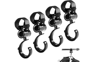 OXDFK 4 PCS Walker Hook Hanging, 360° Rotation Multipurpose Stroller Hooks for Hanging Diaper Bags, Baby Stroller Wheelchair Hanger Clip Accessories, for Walker, Shopping Cart, Car Back Seat