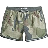 maamgic Mens Boys Short 80s 90s Vintage Swim Trunks with Mesh Lining Quick Dry Swim Suits Board Shorts