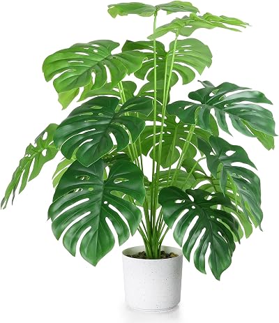 Sour Lemon 28 Inch Monstera Palm Tree Artificial Plant with Pot