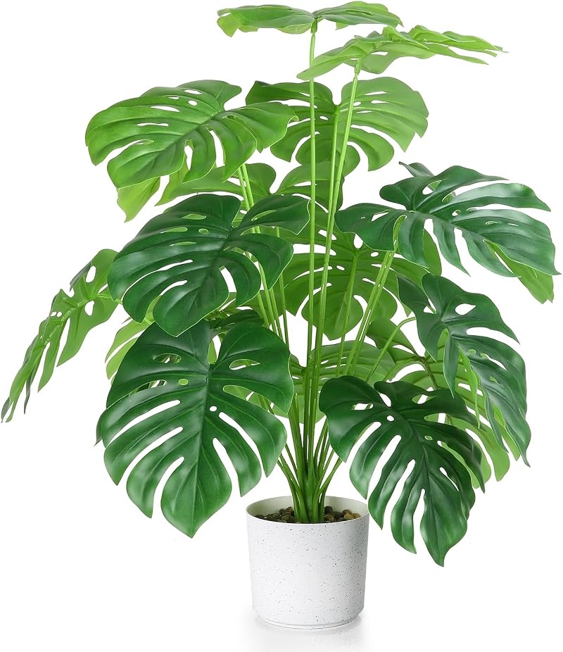 Sour Lemon 28 Inch Monstera Palm Tree Artificial Plant with Pot