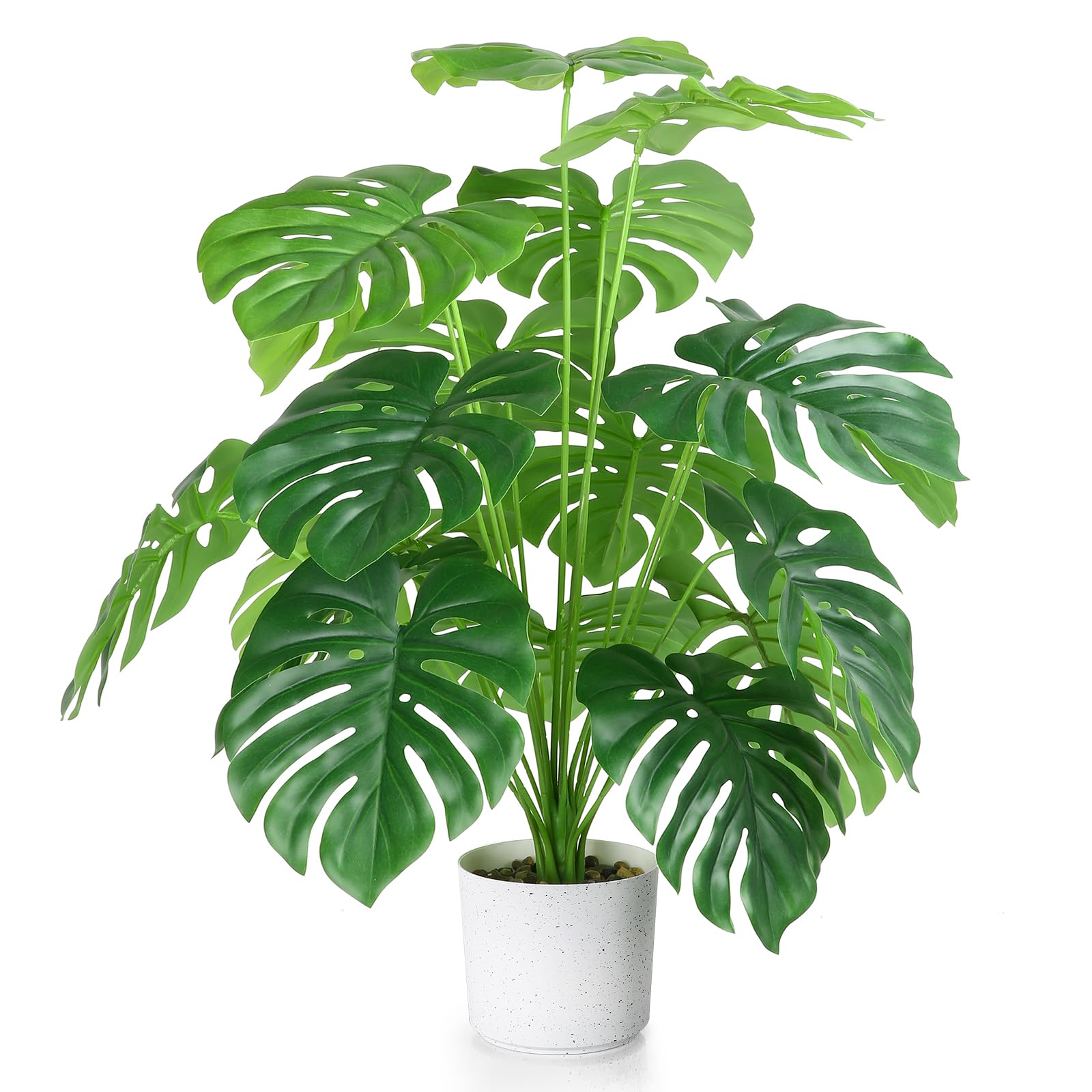 Sour Lemon 28" Fake Plants Large Tropical Palm Tree Artificial Monstera Faux Plant Tree in Pot for Indoor Outdoor Home Office Garden Decoration