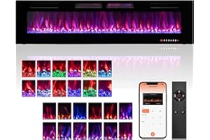 ORALNER 72” Smart WiFi Electric Fireplace, Ultra Thin Linear Recessed & Wall Mounted Fireplace with 12 Adjustable Flame Color