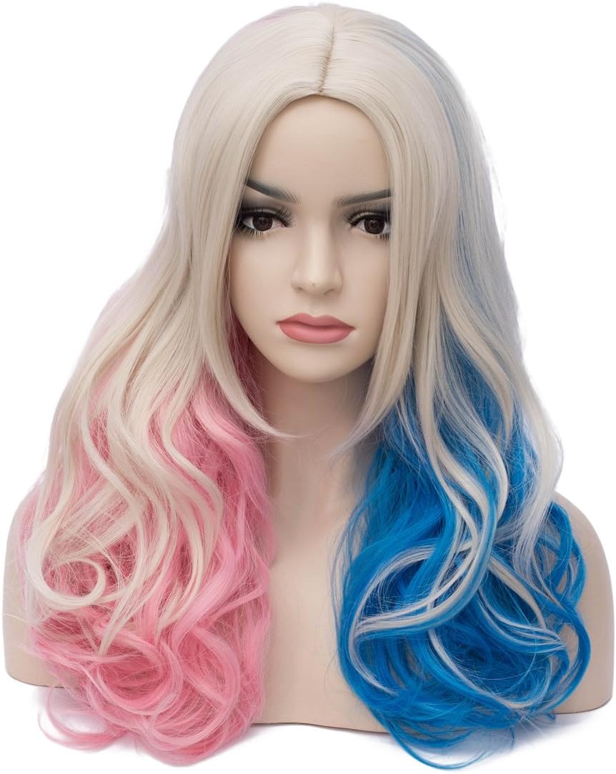 Aosler Women's Colorful Wigs,18 Inches Wavy Curly Synthetic Hair Wigs - Heat Friendly Cosplay Party Costume Wigs for Halloween