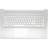 Replacement Upper Case Palmrest for HP 17-cn0023dx 17-cn0053cl 17-CN 17-CP 17T-CN 17Z-CP 17.3'' Series Laptop Backlit Keyboard Assembly Top Cover M50456-001 Natural Silver