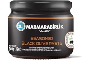 Marmarabirlik, Black Olives Spread Spicy, Turkish Olive Paste & Tapenade, Gourmet Mediterranean Flavor, Sandwiches, Crackers, Appetizer, Dips & Salads, Vegan, Kosher, Halal, 12oz (340g)