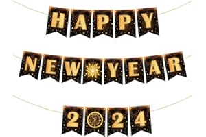 YQUQWN, Happy New Year Banner 2024, No DIY, New Years Banner for Happy New Year Decorations 2024, New Years Eve Decorations, NYE Decorations 2024, New Years Eve Party Supplies 2024