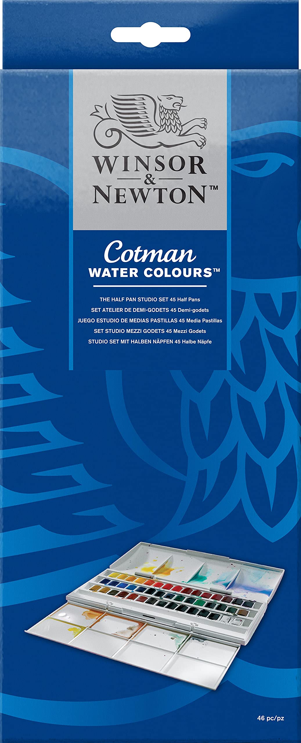Winsor & Newton, Cotman Watercolour, 'Studio Set', 45 x Half Pans + 1 x Cotman Watercolour Round Brush — image 1