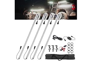 Kanruis 12V LED Interior Light Bar Aluminum Rigid String Lights with Dimmer Switch Waterproof Light Strip for RV Awning Interior Camping Tent Car Trailer Boat (4 Pack)