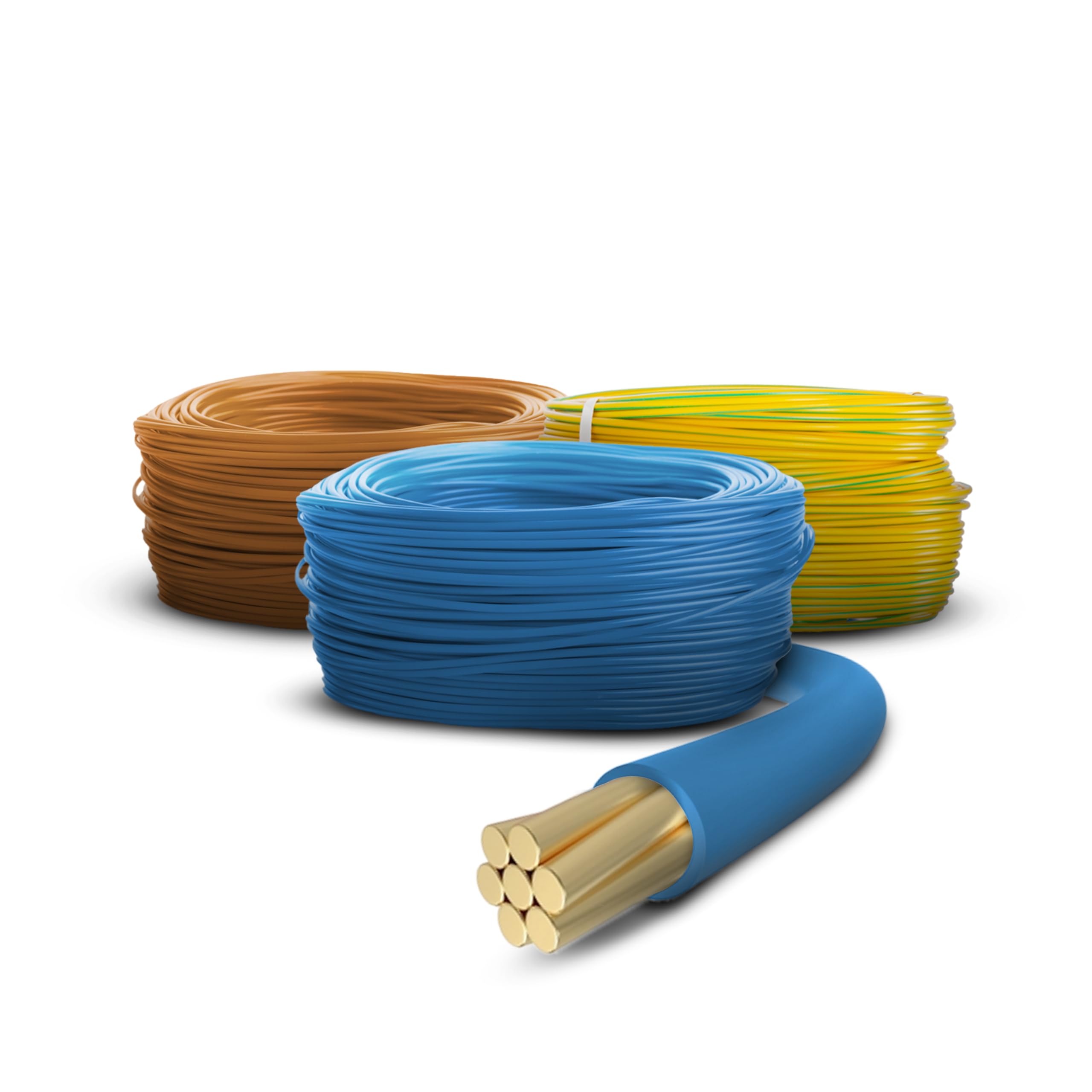 Primes DIY 1.5mm Single Core Conduit Cable, 6491X Copper PVC Earth Wire, BASEC Approved – Brown, Blue, Green/Yellow (7 Meter)