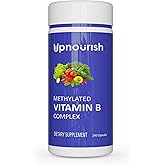 UpNourish Methylated B Complex Vitamins for Women and Men, 240 Veggies Capsules - Active Pure B Complex with Organic Fruits, Vegetables, B1 Thiamine, B2 Riboflavin, B3 Niacin, Folate, Methylcobalamin