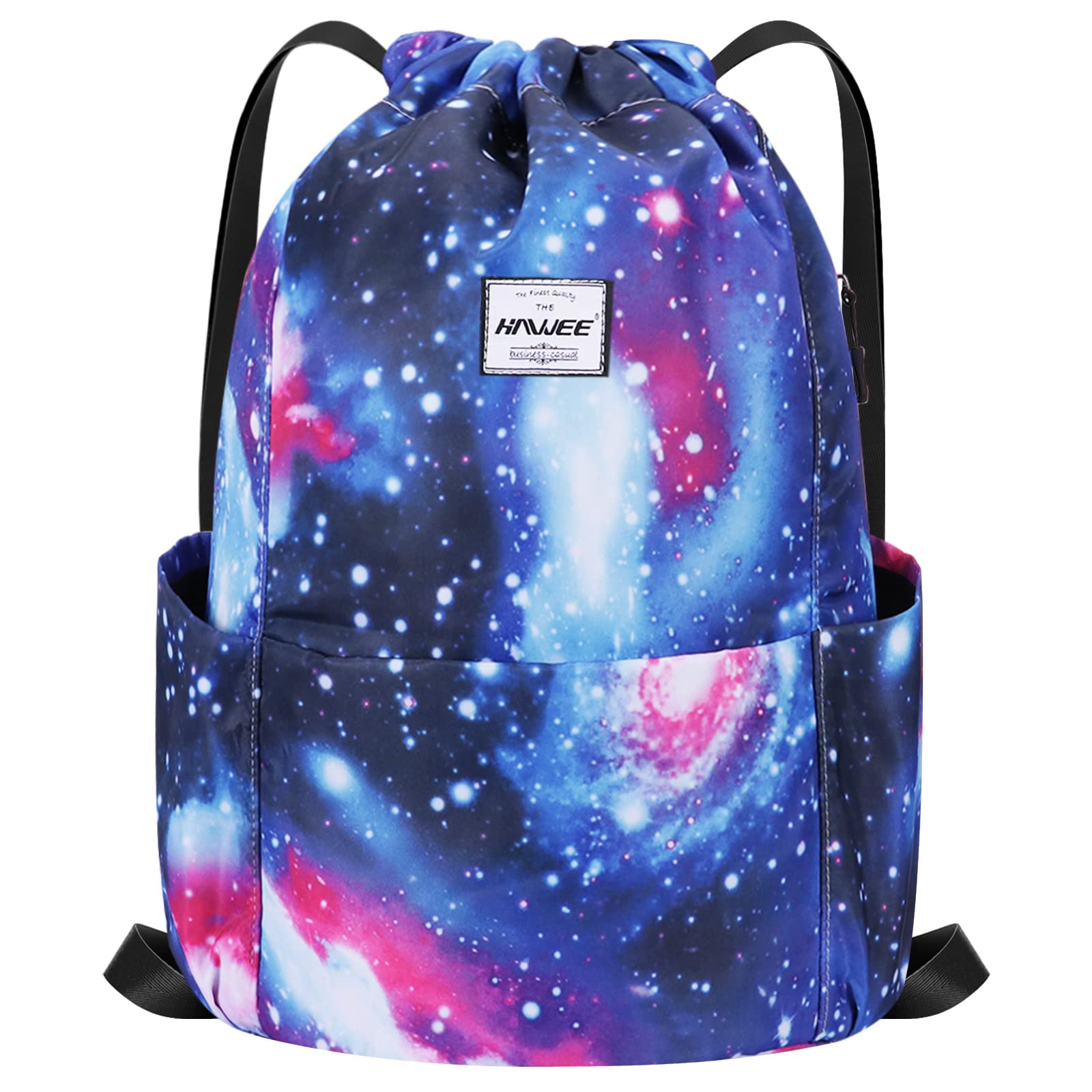 HAWEE Waterproof Drawstring Bags Backpack Large Gym Bag Drawstring Daypack Unisex for Women Men Daily Life Outdoor Casual Sport Yoga School Beach Swim