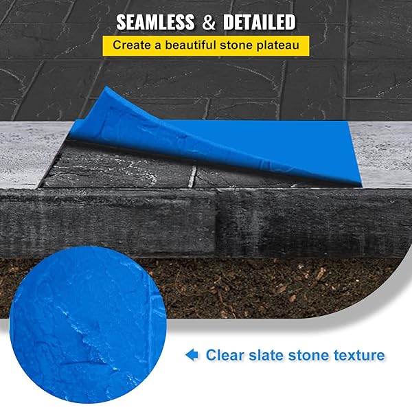 VEVOR CONCRETE TEXTURING SKIN, 24″X24″ CONCRETE STAMPS MATS SET, POLYURETHANE CONCRETE STAMPING MATS, SLATE CONCRETE STAMPS, 4 PCS REALISTIC CONCRETE TEXTURE MAT, CONCRETE STAMPS FOR WALLS/FLOORS