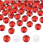 FINGERINSPIRE 60Pcs 20mm Flat Back Round Acrylic Rhinestone Red Self-Adhesive Round Jewels Plastic Gems Embelishments Stick On Jewels Crystal Circle Gems for Costume Making DIY Cosplay Crafts