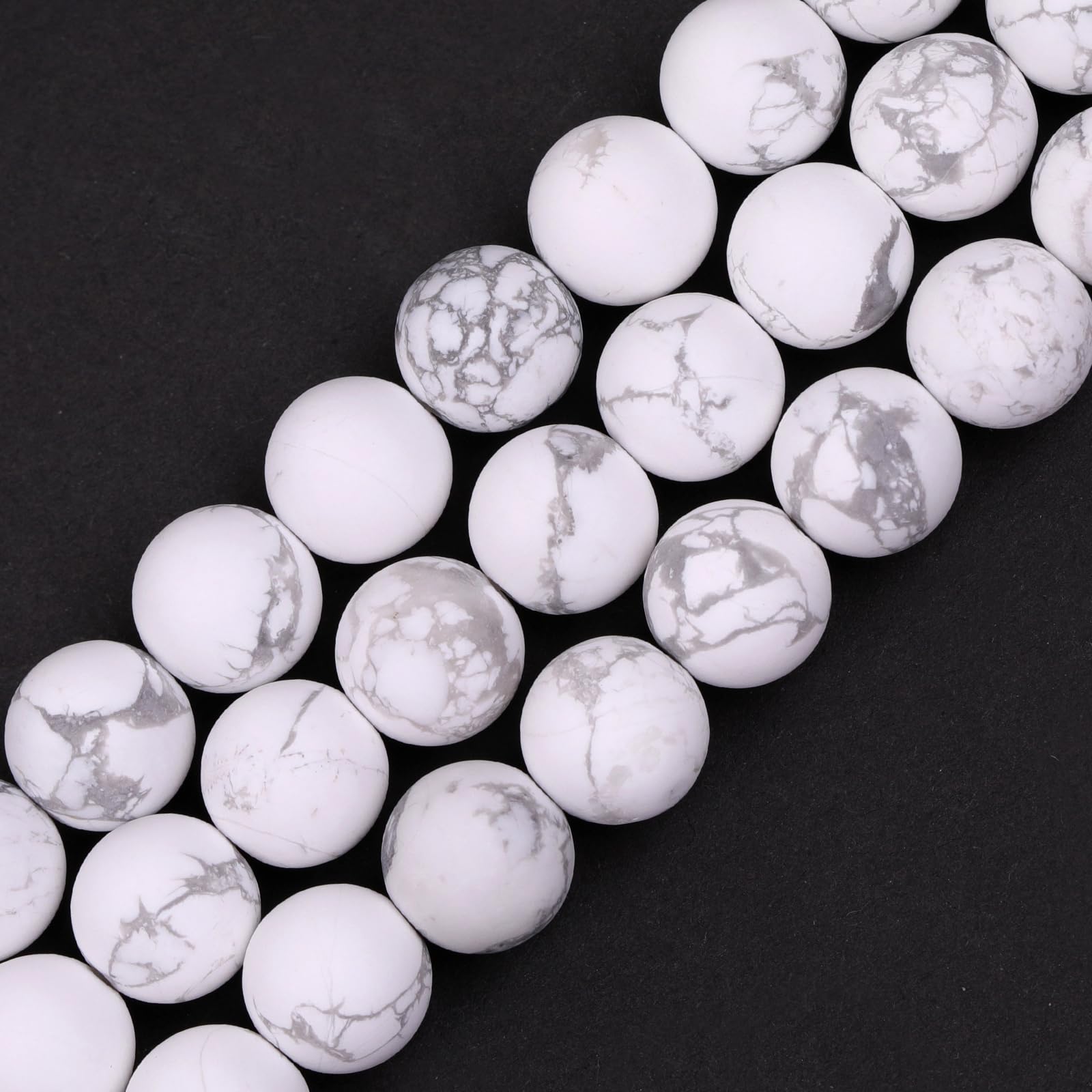 SHGbeads 10mm Frost Matte White Howlite Jasper Semi Precious Gemstone Round Loose Beads for Jewellery Making DIY Handmade Craft Supplies 15"