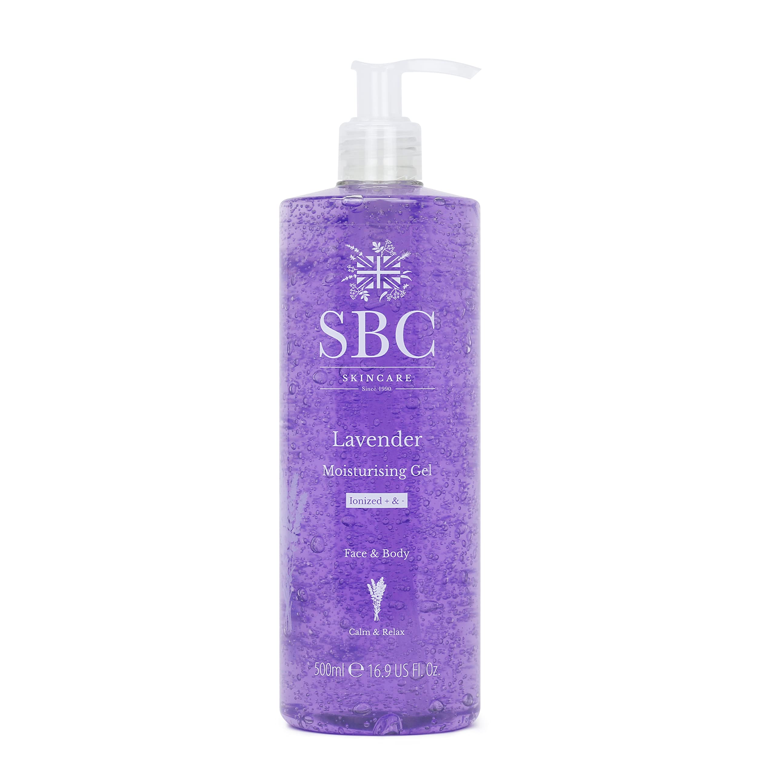 SBC Skincare Lavender Moisturising Gel - 500ml | Lavender Moisturiser For Face And Body | Lavender Body Lotion | Vegan Friendly Gel With Lavender Oil | Cooling After Sun Gel