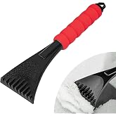 ZNDAW Ice Scraper for Car Windshield, Scratch-Free Auto Window Snow Scraper with Foam Grip, Efficient Ice Shovel Windshield Frost Cleaning Tool for Sedan Truck SUV, Car Accessories (Red)