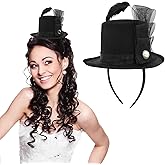 Nicky Bigs Novelties Black Mini Top Hats For Women, Mini Top Hat Headband, Victorian Hat, Steampunk TopHat, Costume Hats For Adults