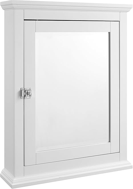 Amazon Com Linon Bathroom Medicine Cabinet White With Crown Molding Flush Mount Mirrored Home Kitchen