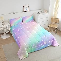 Erosebridal Rainbow Comforter Set Twin Girls Ombre