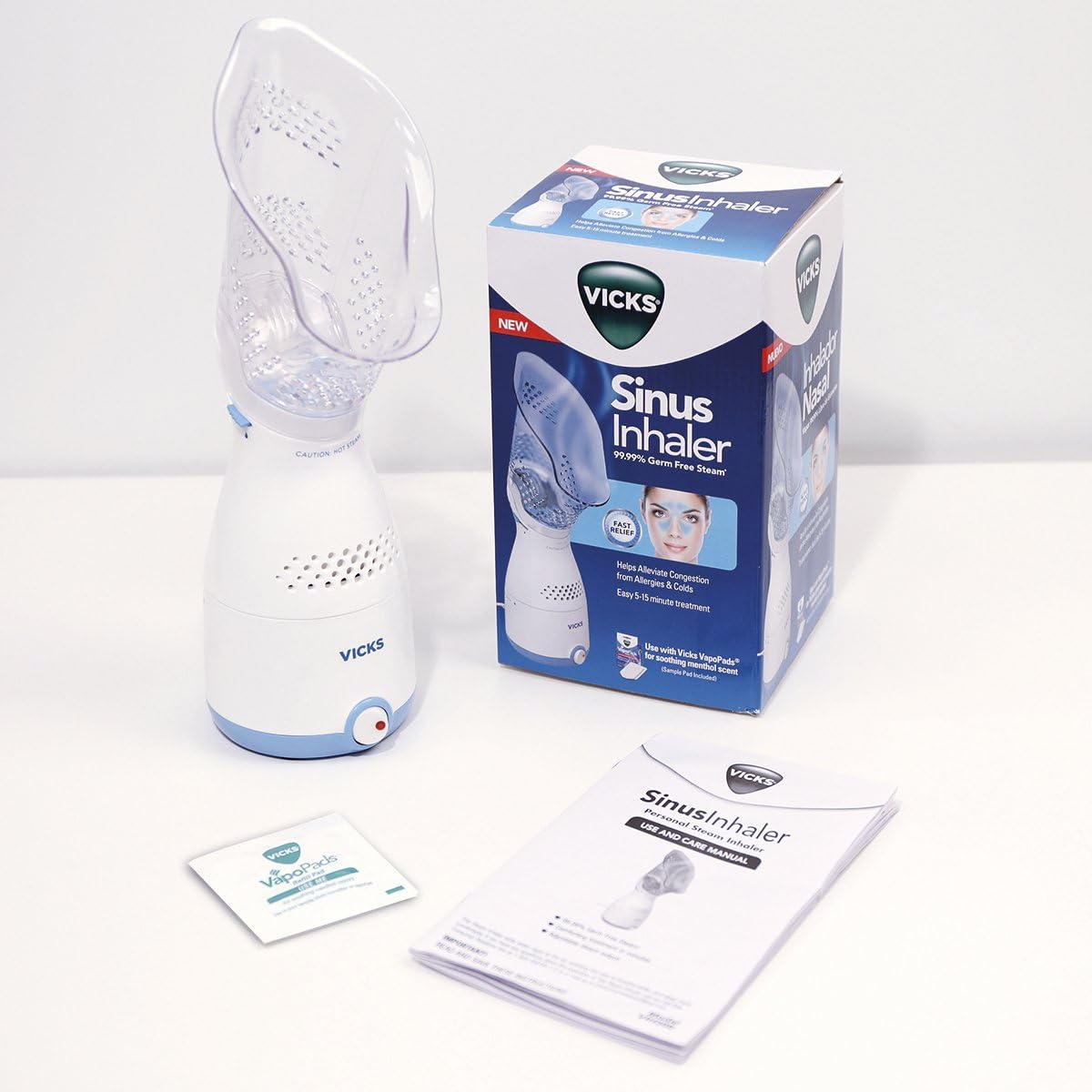 Vicks Personal Sinus Steam Inhaler Face Steamer or Inhaler with Soft Face Mask for Targeted Steam Relief, Aids with Sinus Problems, Congestion, Cough, Use With Soothing Menthol Vicks VapoPads: Health & Personal Care