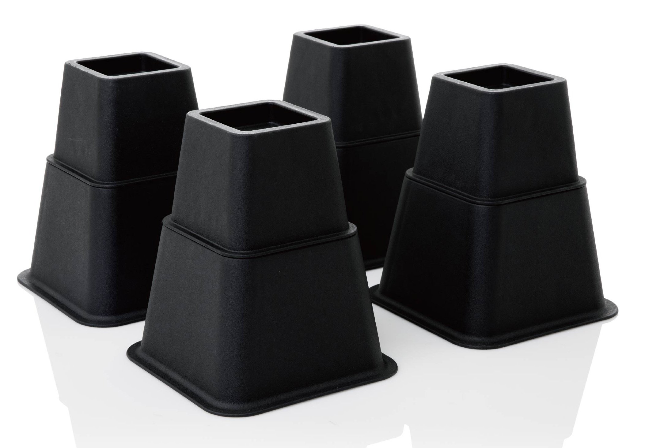 Design61 Heavy Duty adjustable (3 different heights) Furniture Bed Risers Elephant Feet Aid for raising bed, chair etc for Under Bed Storage 8 Pack in Black