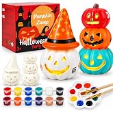 HAPMARS Pumpkin Painting Kit for Kids, Halloween Craft Pumpkin Decorating Kit with 2 Designs, Arts Activities Party Supplies for Kids, Halloween Painting Crafts DIY Coloring Pumpkin Decor School Game