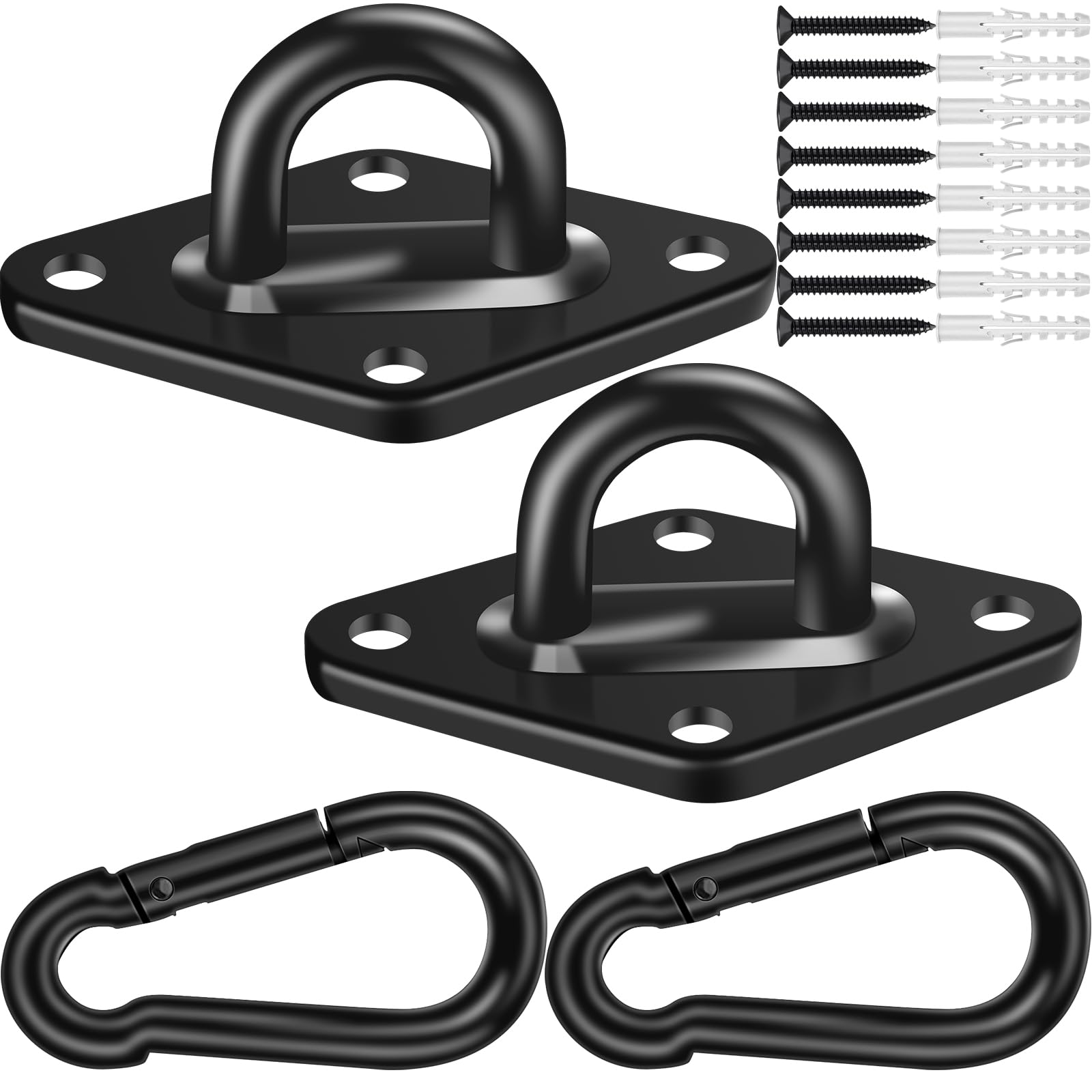 Feanron Hammock Hooks 2 Pack, Heavy Duty Hammock Hanging Kit, M8 Pad Eye Hanging Hooks for Porch Swing, 1000Lbs Holding Capacitym,Black