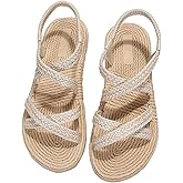 Verdusa Women's Casual Cross Woven Sandals Vacation Summer Beach Flat Sandals Shoes
