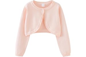 HAHANICE Girls Long Sleeve Bolero Cardigan Kids Cropped Shrug Knit Sweaters 1-14 Years