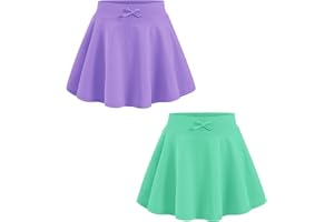 BOOPH 2 Pack Girls Skirts Athletic Uniform Skirts Toddlers Pleated Skorts with Pockets