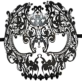 Coddsmz Halloween Masquerade Masks Full Face Mardi Gras Party Costume Mask Halloween Cosplay Mask Metal Mask with Rhinestone