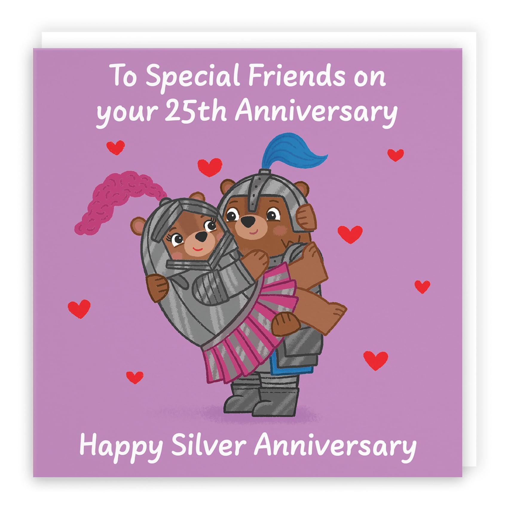 Hunts England - Special Friends 25th Anniversary Card - Silver Anniversary - 25 Years - Cute Fun Bears Card - Love Story Collection
