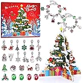 Advent Calendar 2025 Kids, 24 Days Christmas Countdown Calendar with 22Pcs DIY Charm Beads, 2 Bracelets,3D Xmas Tree, Xmas Gift for Girls Boys Teens Women (Red&green)