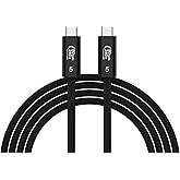 80Gbps compatible with Thunderbolt 5 Cable, Bandwidth up to 120Gbps, 16K/Dual 8K display and 240W Charging, 3.3ft USB C to US