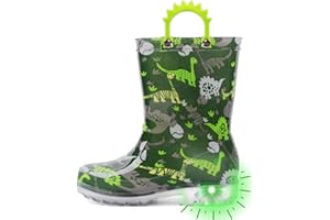Outee Toddler Kids Adorable Lightwight Waterproof Rain Boots Light Up by Steps