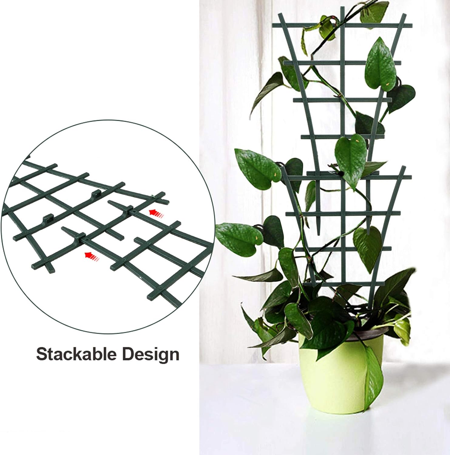 FGASAD Garden Trellises,Mini Plant Pot Support Frame Pergola Plastic Climbing Rattan Frame Cages Netting (Dark Green-2Pcs) - Image 4