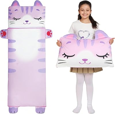 Wbesty Toddler Nap Mat Portable Cat Style Slumber Bag for Kids