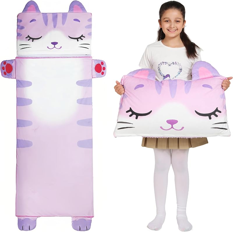 Wbesty Toddler Nap Mat Portable Cat Style Slumber Bag for Kids