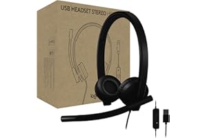 Logitech H570e USB Headset with Microphone for PC and Mac, USB-A Wired Headset with Stereo Sound, Noise-Canceling Mics and In