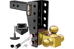 GETEEN Anti-Rattle Adjustable Trailer Hitch Fits 2'' Receiver Only,6-Inch Drop/Rise Heavy Duty Tow Hitches (15000 LBS GTW) Truck Hitch Tri-Ball Mount (1-7/8" x 2" x 2-5/16"),for RV Towing, Motorcycles