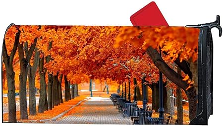 Amazon Com Park At Fall Orange Leaves Magnetic Mailbox Cover