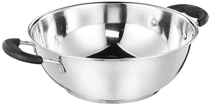 Amazon Brand - Solimo Stainless Steel Induction Bottom Kadhai (25cm, 3000 ml)